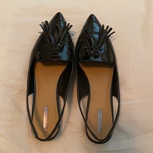 Tahari Black Patent Sling Flats w/ Tassels 11